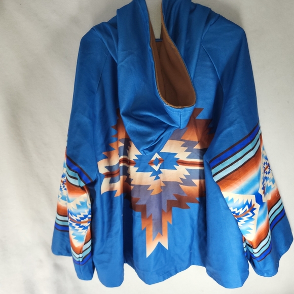 Blue Navajo Style Oversized Jacket - Picture 2 of 12